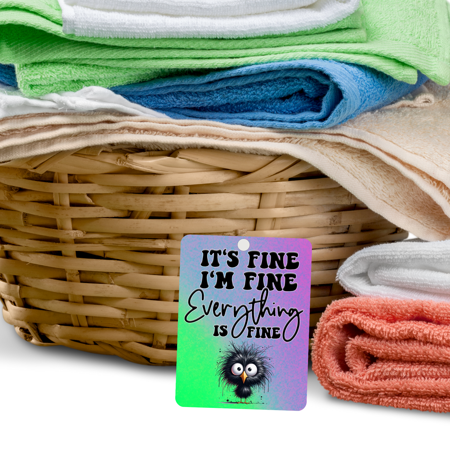 Purple Funny Freshener, Add Your Scent, Unscented Felt Freshie for Cars, Lockers, Closets: "It's Fine, I'm Fine, Everything's Fine"