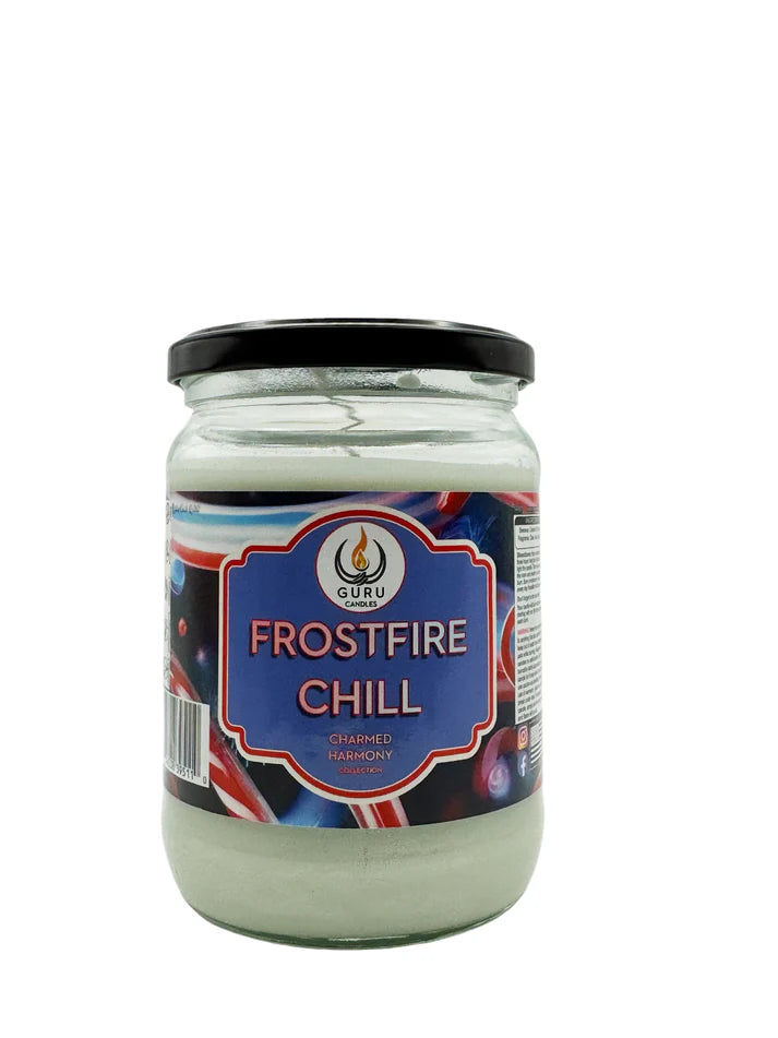 FrostFire Chill 14 oz Guru Candle - Hand Poured - Eco-Friendly - Peppermint, Eucalyptus & Vanilla