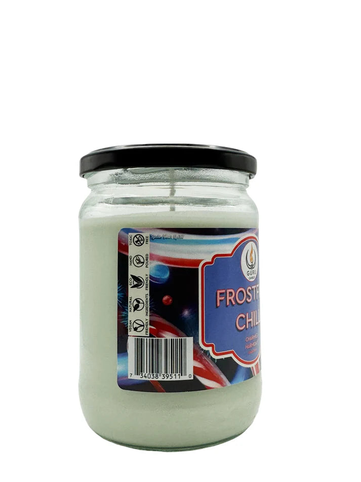 FrostFire Chill 14 oz Guru Candle - Hand Poured - Eco-Friendly - Peppermint, Eucalyptus & Vanilla