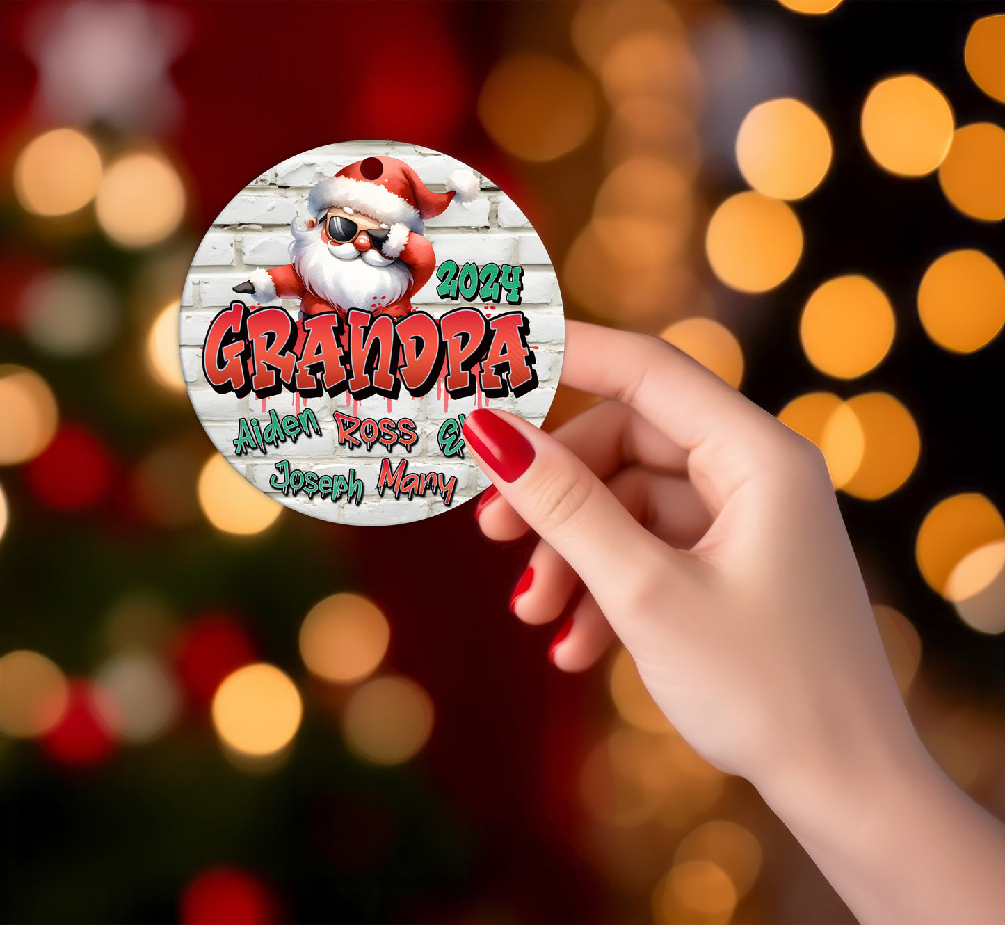 Personalized Christmas Ornament | Custom New Year Grandpa/Grandfather Gift with Grandchildren's Names | Holiday Keepsake