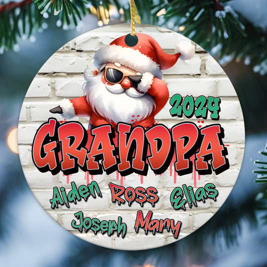 Personalized Christmas Ornament | Custom New Year Grandpa/Grandfather Gift with Grandchildren's Names | Holiday Keepsake