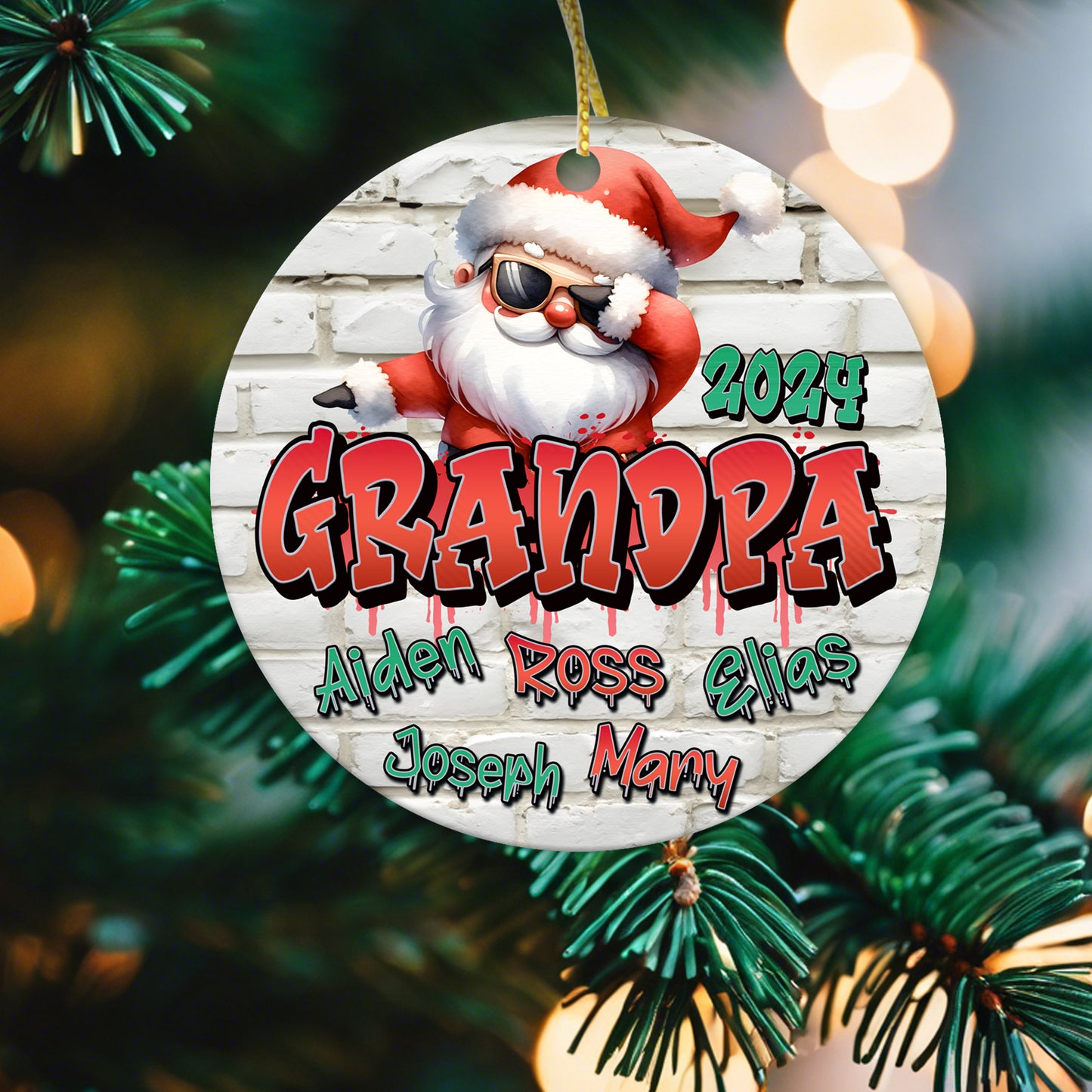 Personalized Christmas Ornament | Custom New Year Grandpa/Grandfather Gift with Grandchildren's Names | Holiday Keepsake