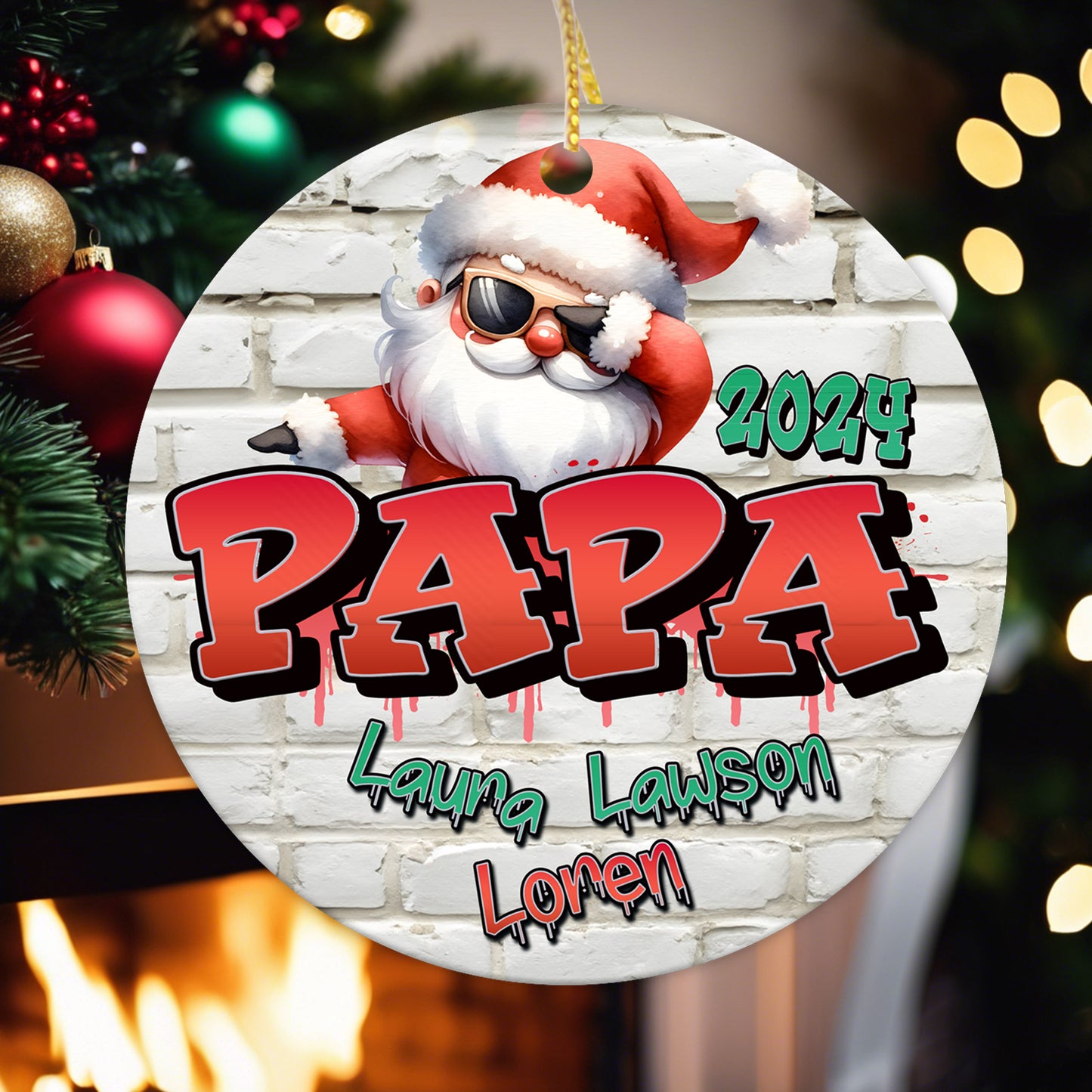 Personalized Christmas Ornament | Custom New Year Grandpa/Grandfather Gift with Grandchildren's Names | Holiday Keepsake