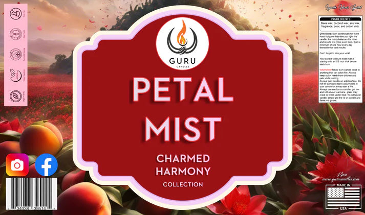 Petal Mist 14 oz Guru Candle - Hand Poured - Eco-Friendly - Fruity & Floral Aromas