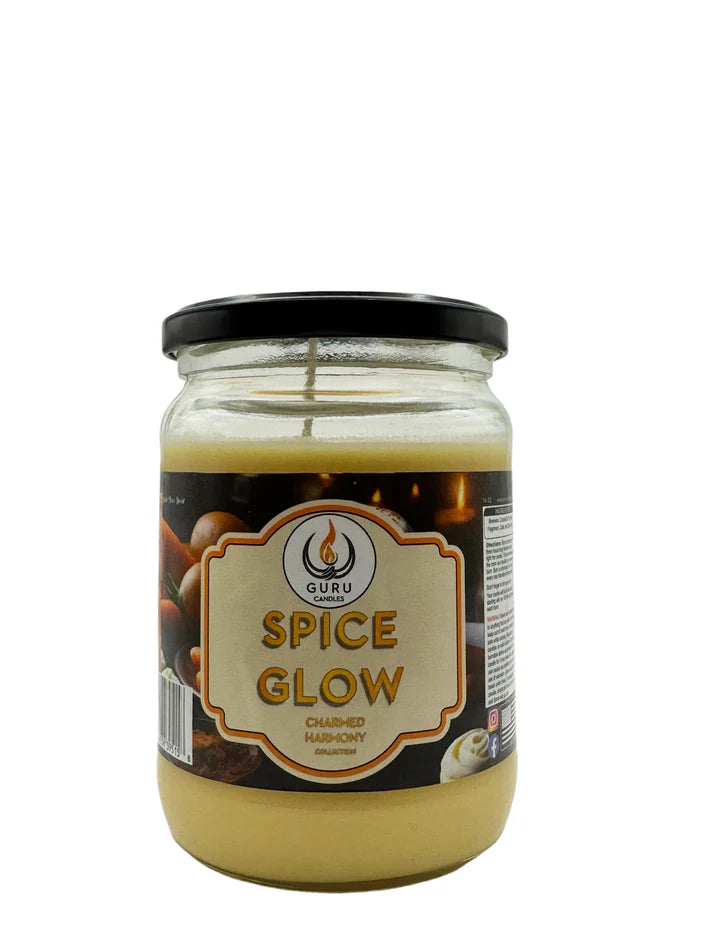 Spice Glow 14 oz Guru Candle - Hand Poured - Eco-Friendly - Cinnamon, Vanilla Cream & Baked Dough