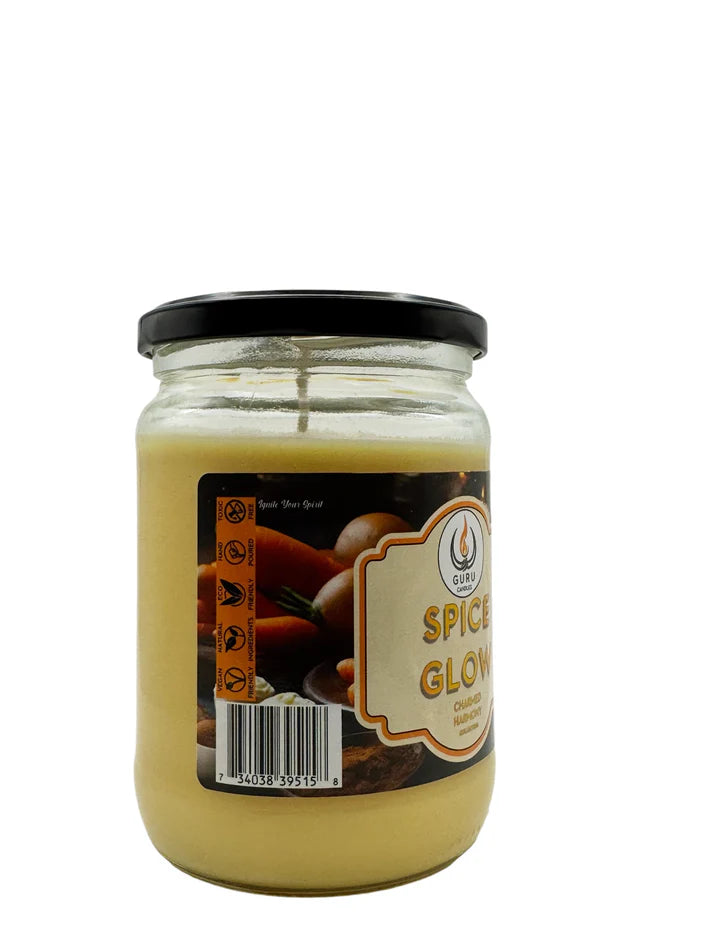 Spice Glow 14 oz Guru Candle - Hand Poured - Eco-Friendly - Cinnamon, Vanilla Cream & Baked Dough