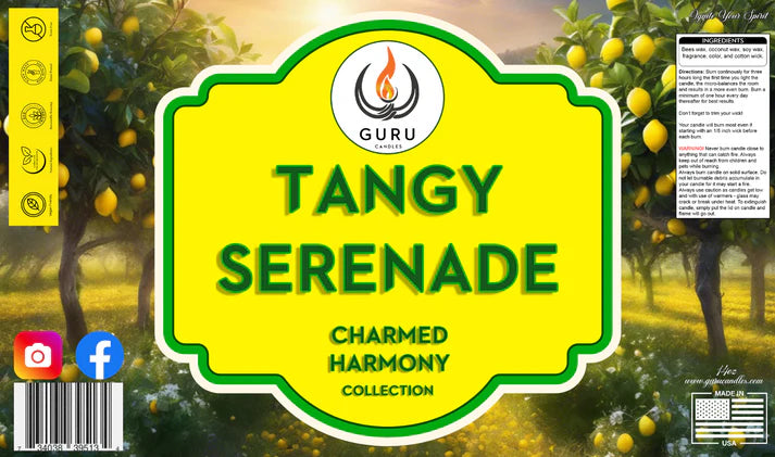 Tangy Serenade 14 oz Guru Candle - Hand Poured - Eco-Friendly - Lemon & Floral Notes