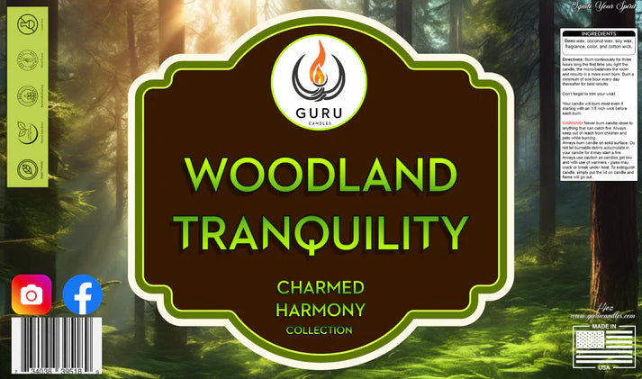 Woodland Tranquility 14 oz Guru Candle - Hand Poured - Eco-Friendly - Balsam, Pine & Bergamot