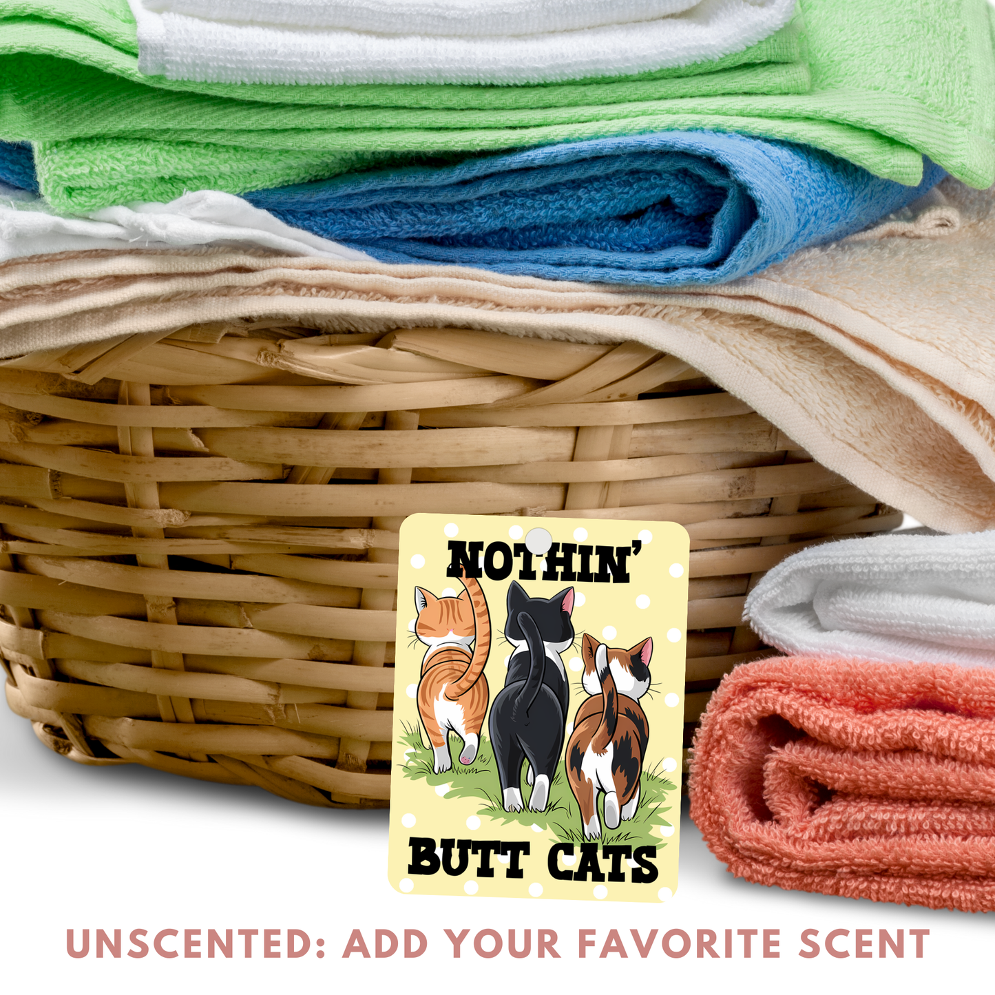 Funny Cat Freshie, Unscented Felt Freshener, Add Your Fragrance, for Cars, Closets, Lockers, Room: "Nothing Butt Cats"