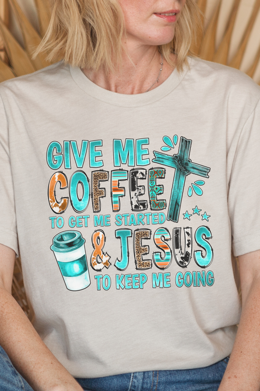 Western 'Coffee and Jesus' Shirt – Funny Inspirational Graphic Tee