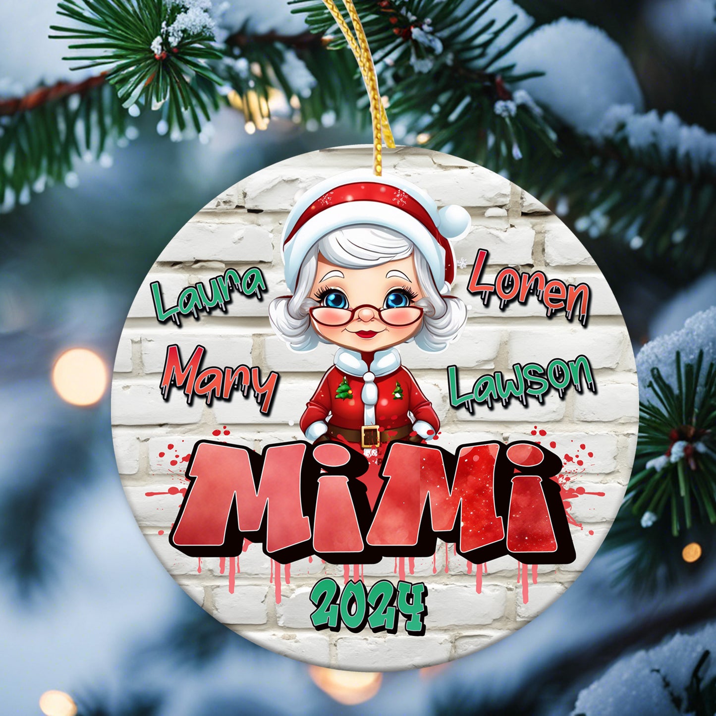 Personalized Christmas Ornament | Custom New Year Grandma/Grandmother Gift with Grandchildren's Names | Holiday Keepsake