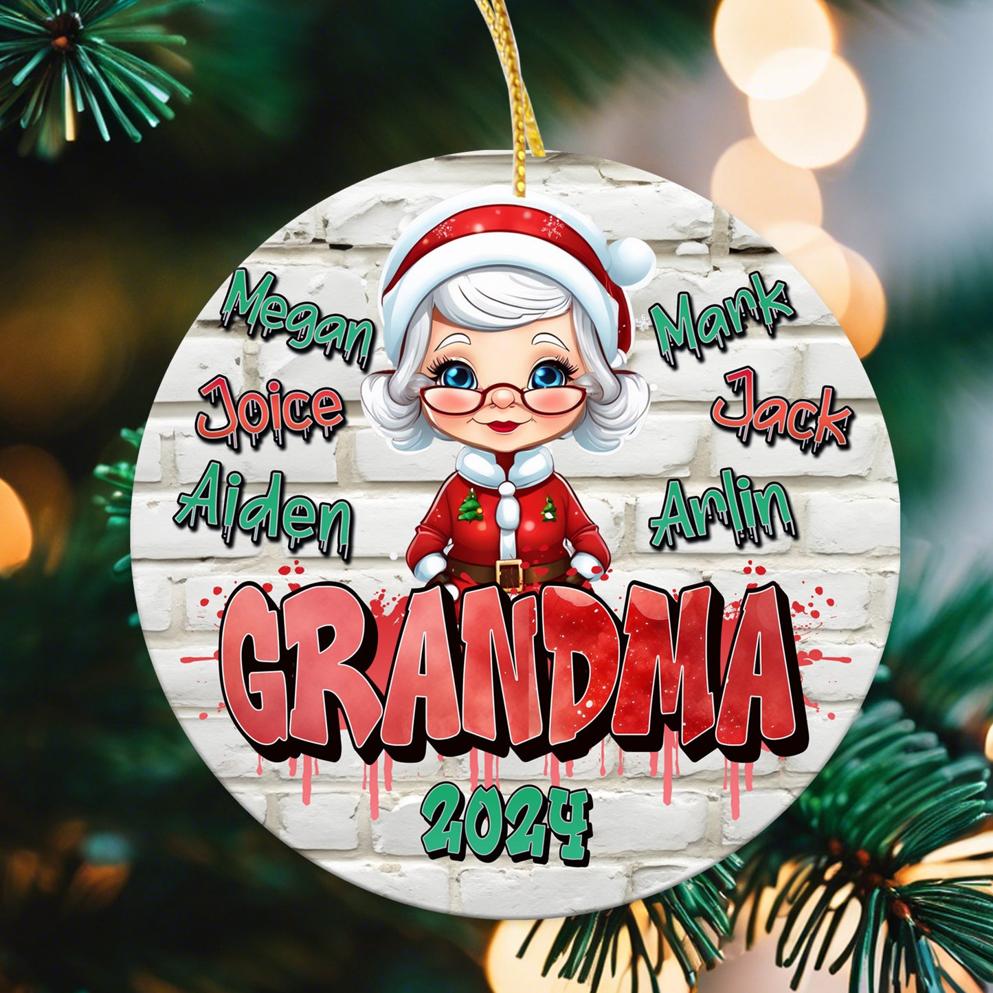 Personalized Christmas Ornament | Custom New Year Grandma/Grandmother Gift with Grandchildren's Names | Holiday Keepsake