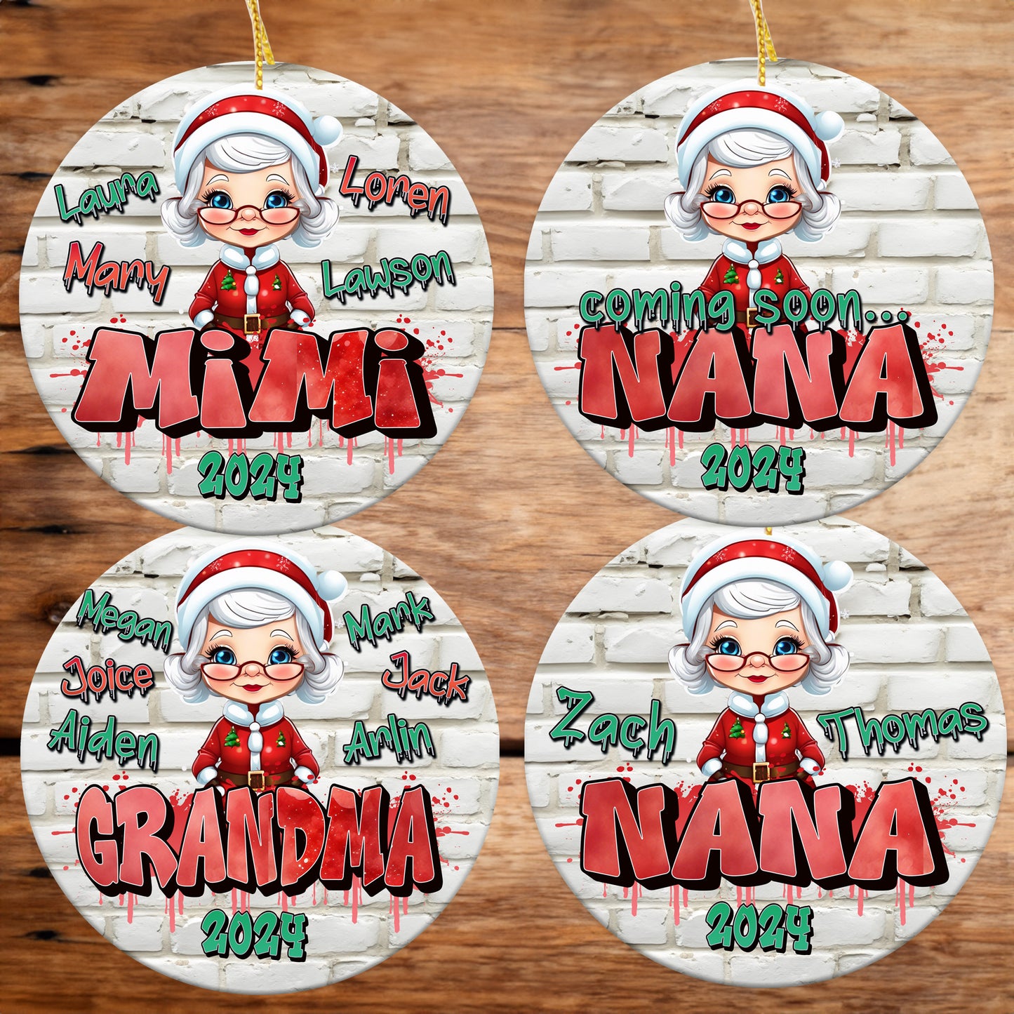 Personalized Christmas Ornament | Custom New Year Grandma/Grandmother Gift with Grandchildren's Names | Holiday Keepsake