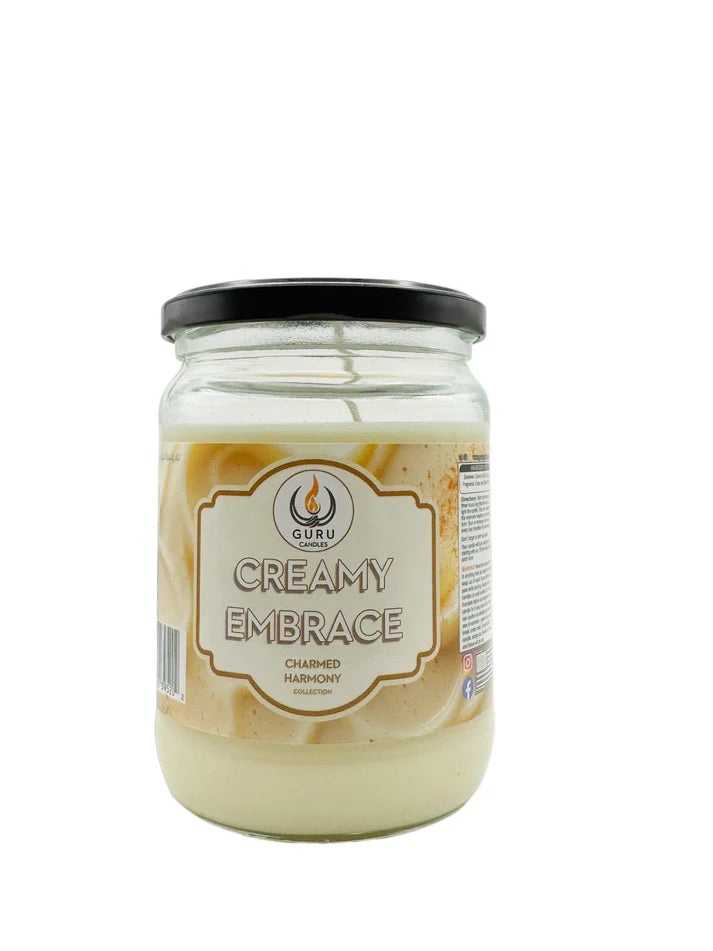 Creamy Embrace 14 oz Guru Candle - Hand Poured - Eco-Friendly - Buttercream, Cinnamon & Vanilla