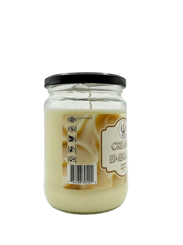 Creamy Embrace 14 oz Guru Candle - Hand Poured - Eco-Friendly - Buttercream, Cinnamon & Vanilla