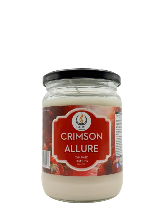 Crimson Allure 14 oz Guru Candle - Hand Poured - Eco-Friendly - Strawberry, Lush Fruits & Musk