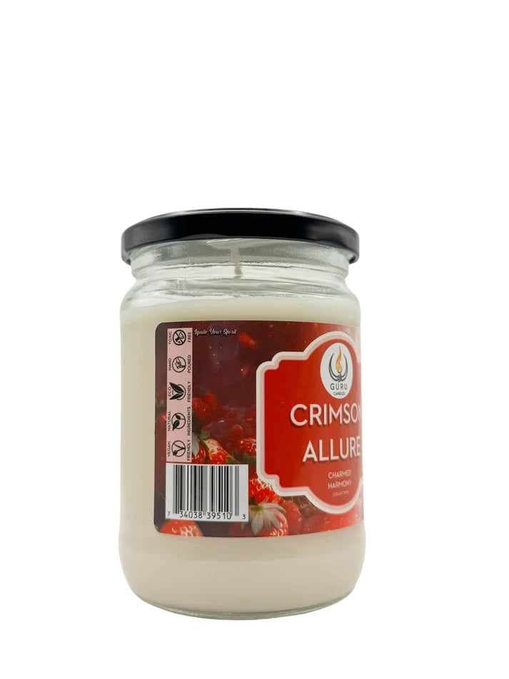 Crimson Allure 14 oz Guru Candle - Hand Poured - Eco-Friendly - Strawberry, Lush Fruits & Musk