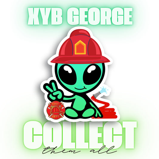 George Sticker with Collectible Trading Card | George Fights Fire | Waterproof Stickers for Water Bottles, Tumblers, School Supplies & More | XYB Sticker Club