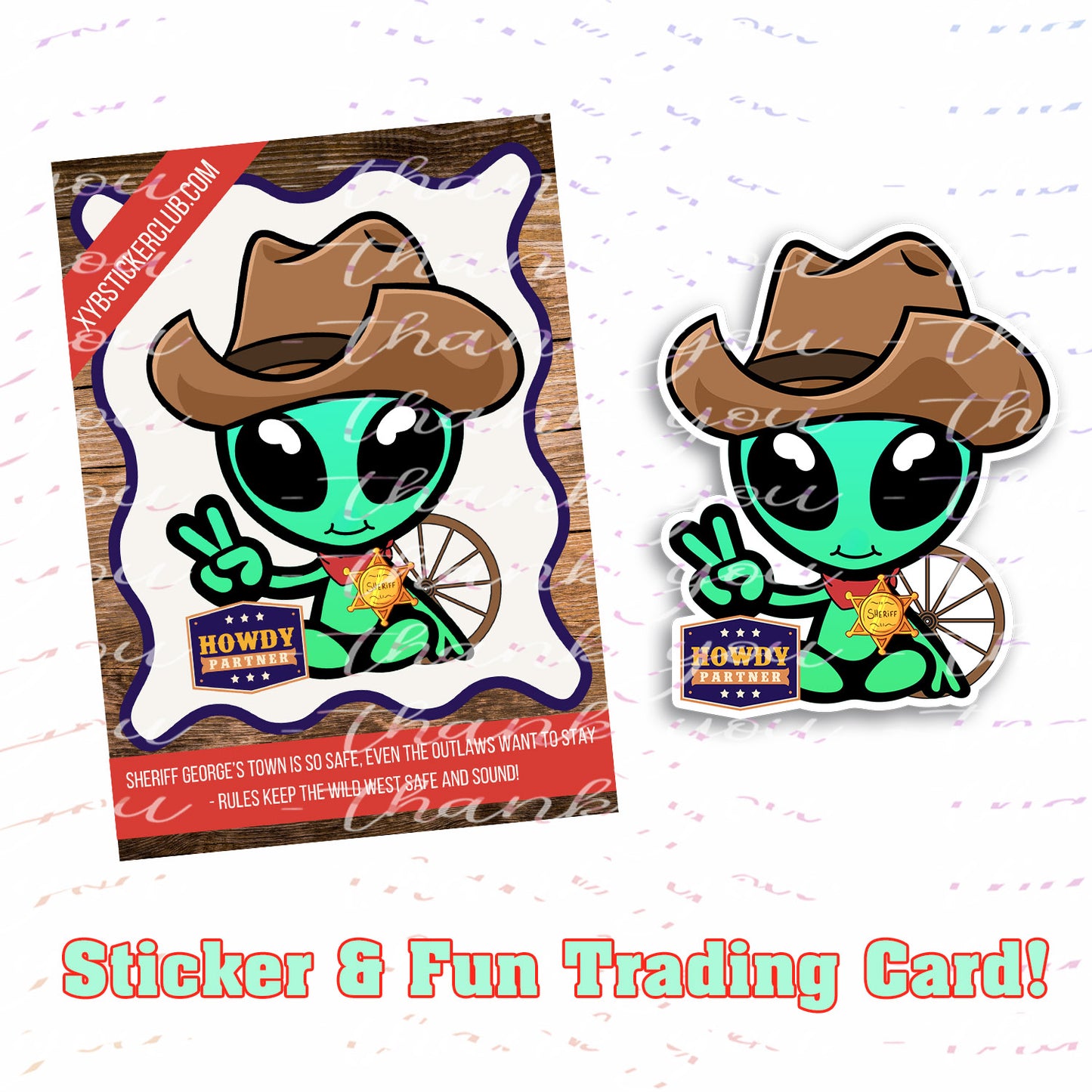 George Sticker with Collectible Trading Card | George Goes West | Waterproof Stickers for Water Bottles, Tumblers, School Supplies & More | XYB Sticker Club