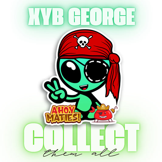 George Sticker with Collectible Trading Card | George is a Pirate | Waterproof Stickers for Water Bottles, Tumblers, School Supplies & More | XYB Sticker Club