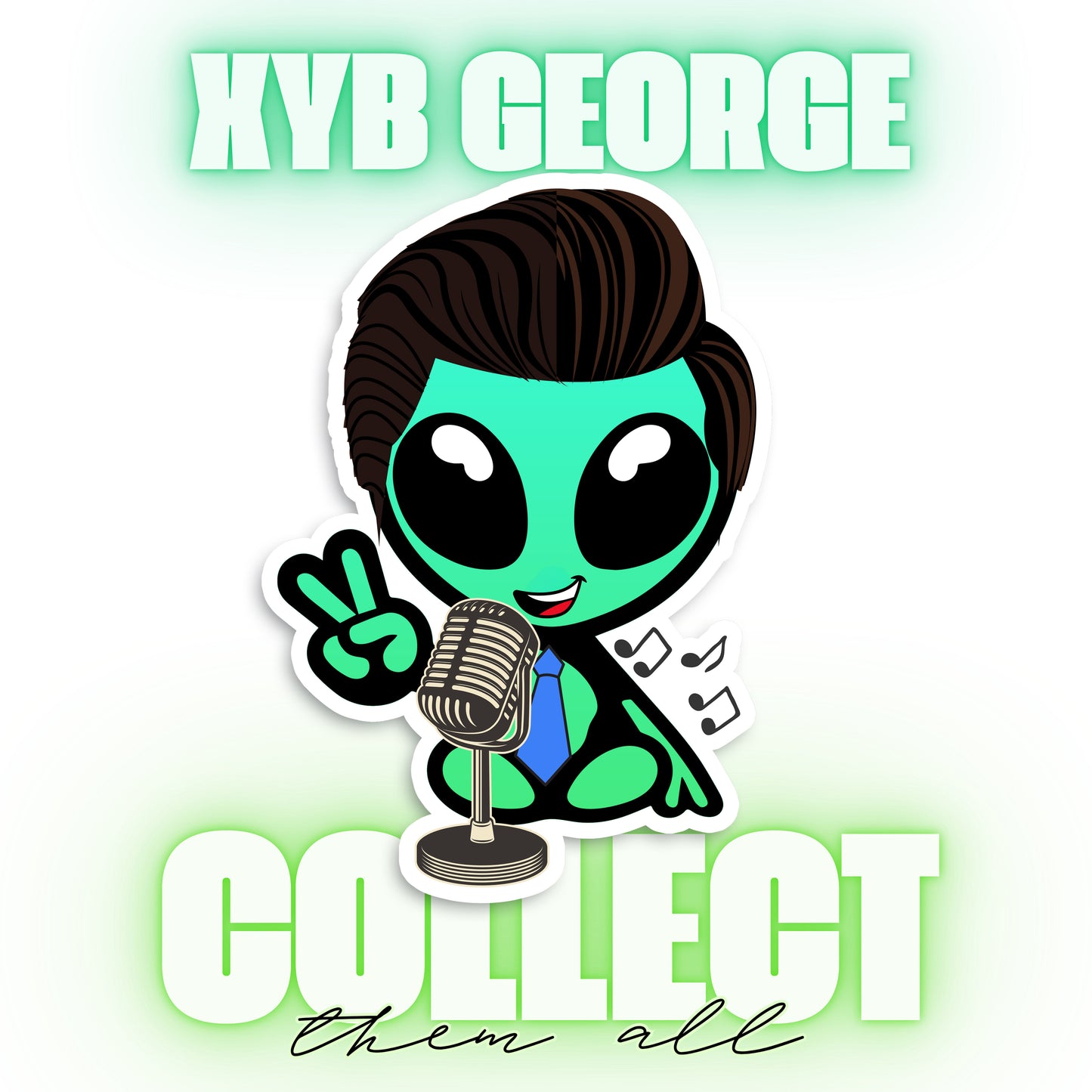 George Sticker with Collectible Trading Card | George Is Elvis | Waterproof Stickers for Water Bottles, Tumblers, School Supplies & More | XYB Sticker Club