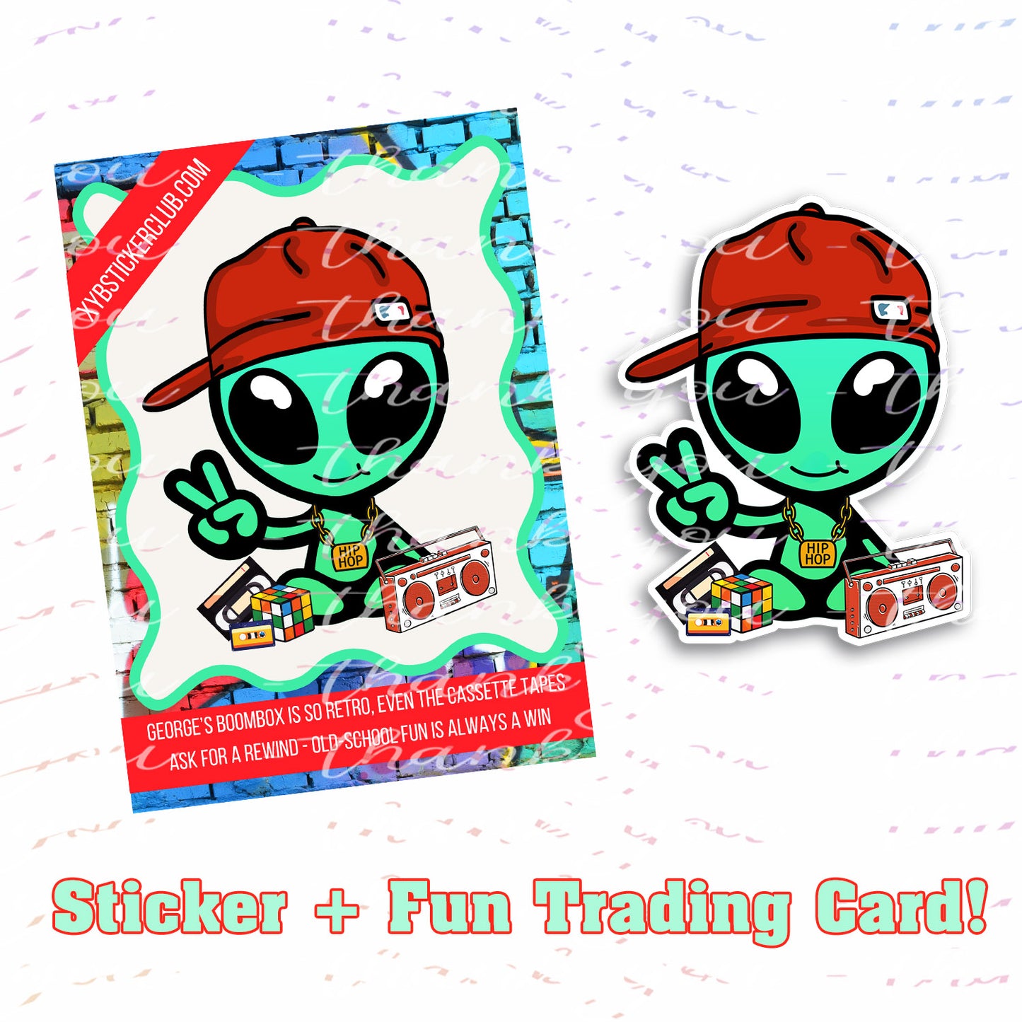 George Sticker with Collectible Trading Card | George is Gangsta | Waterproof Stickers for Water Bottles, Tumblers, School Supplies & More | XYB Sticker Club