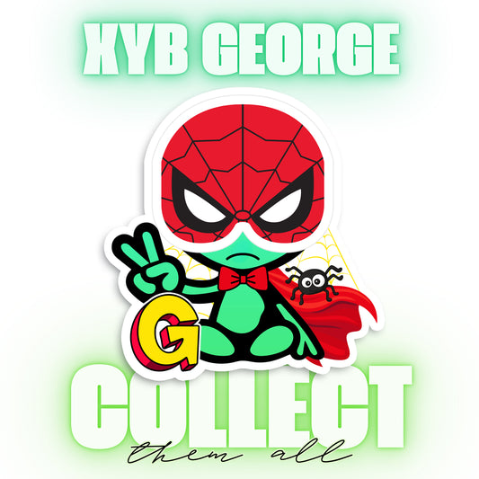 George Sticker with Collectible Trading Card | Spider-George | Waterproof Stickers for Water Bottles, Tumblers, School Supplies & More | XYB Sticker Club