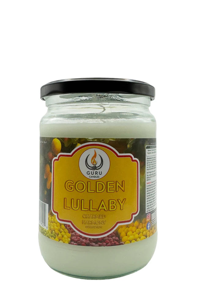 Golden Lullaby 14 oz Guru Candle - Hand Poured - Eco-Friendly - Bergamot, Plum & Lush Greenery