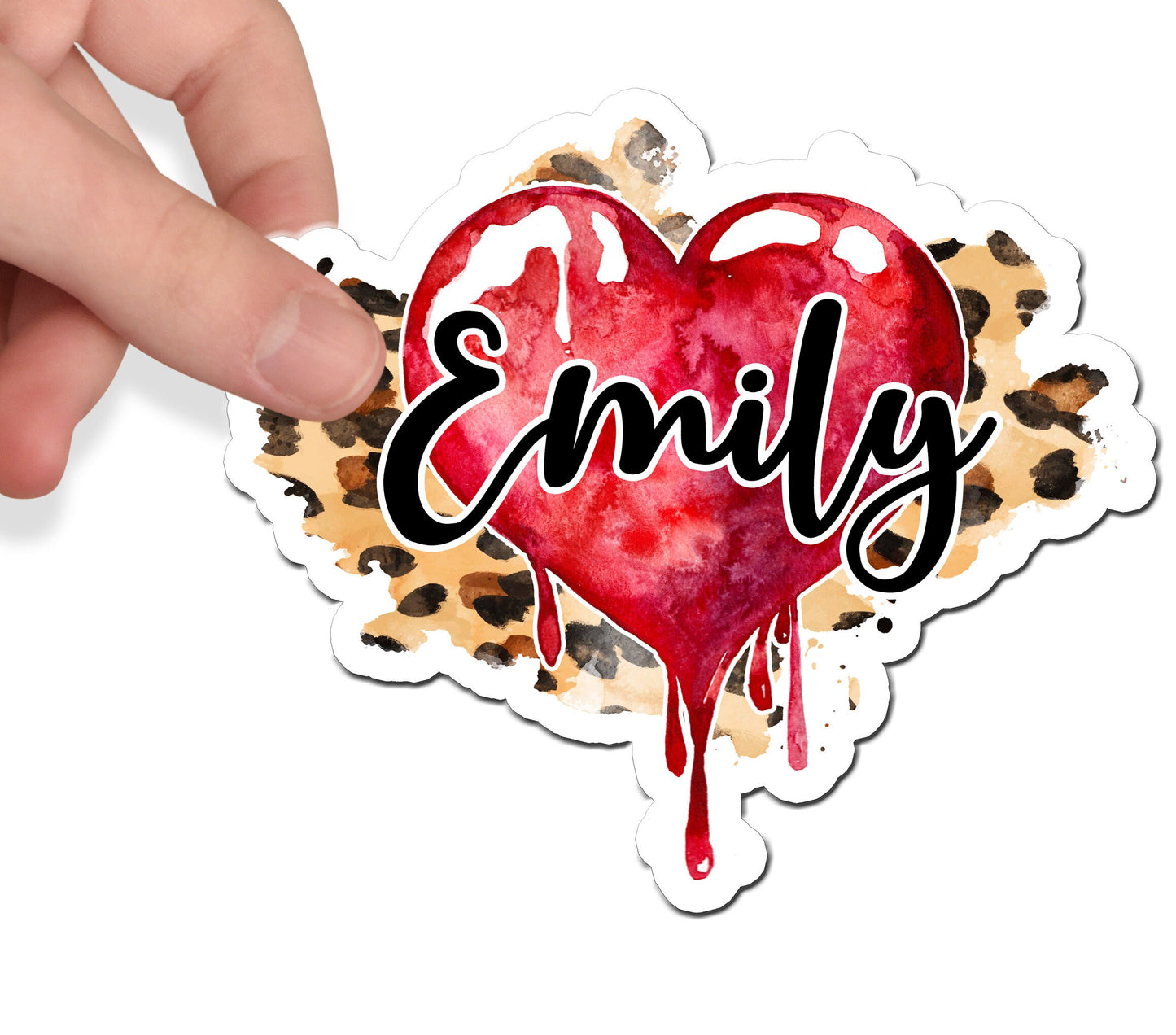 Dripping Heart Name Sticker, Custom Stickers, Waterproof Sticker, Party Favors, Valentines Day Sticker, Name Decals, Custom Text Sticker