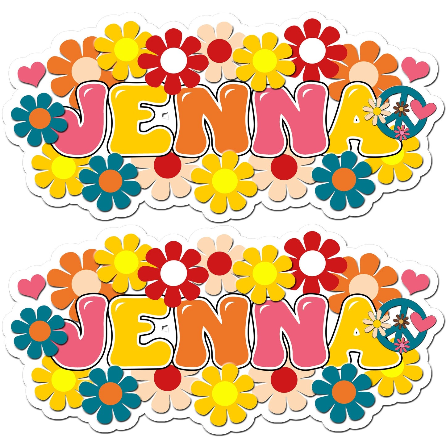 Flower Child Custom Name Sticker Retro Vinyl Waterproof Stickers Personalized Cool Stickers for Tumblers Laptops