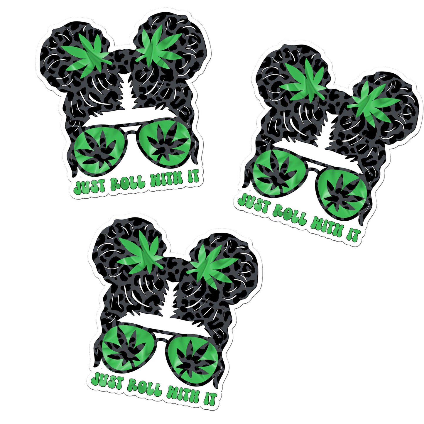 Messy Bun Pot Mom Custom Waterproof Sticker, Funny 420 Cannabis Die Cut Sticker, Pot Leaf, Stoner Mama Sticker, Bulk Weed Sticker for Resale