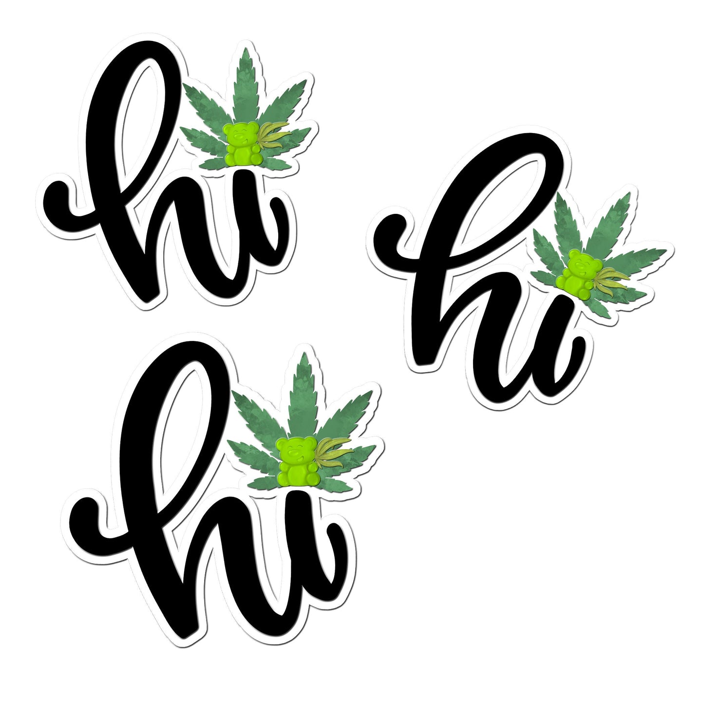 Hi 420 Custom Waterproof Sticker, Funny Cannabis Die Cut  Sticker, Pot Leaf Vinyl Sticker, Weed Sticker, Gummy Sticker Bulk for Resale