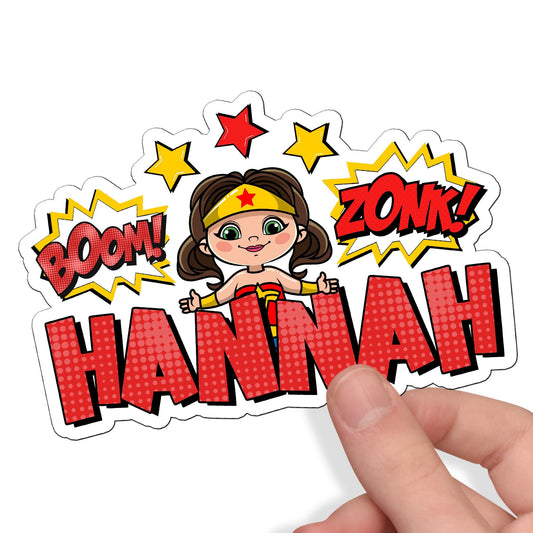 Personalized Superhero Name Sticker for Women – Custom Waterproof Vinyl Decal for Tumblers Laptops Water Bottles Gifts