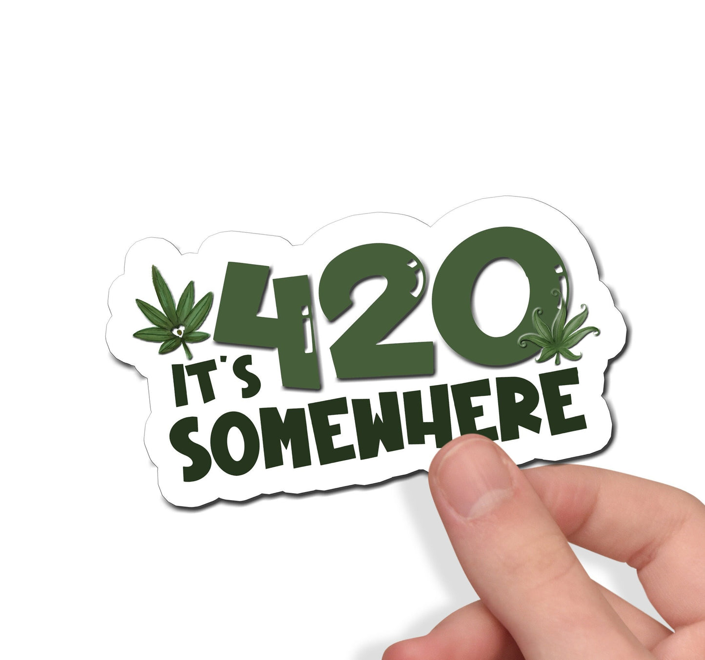 It&#39;s 420 Somewhere Custom Waterproof  Sticker, Funny Cannabis Die Cut Sticker, Stoner Sticker, Marijana Decal, Bulk Weed Sticker for Resale