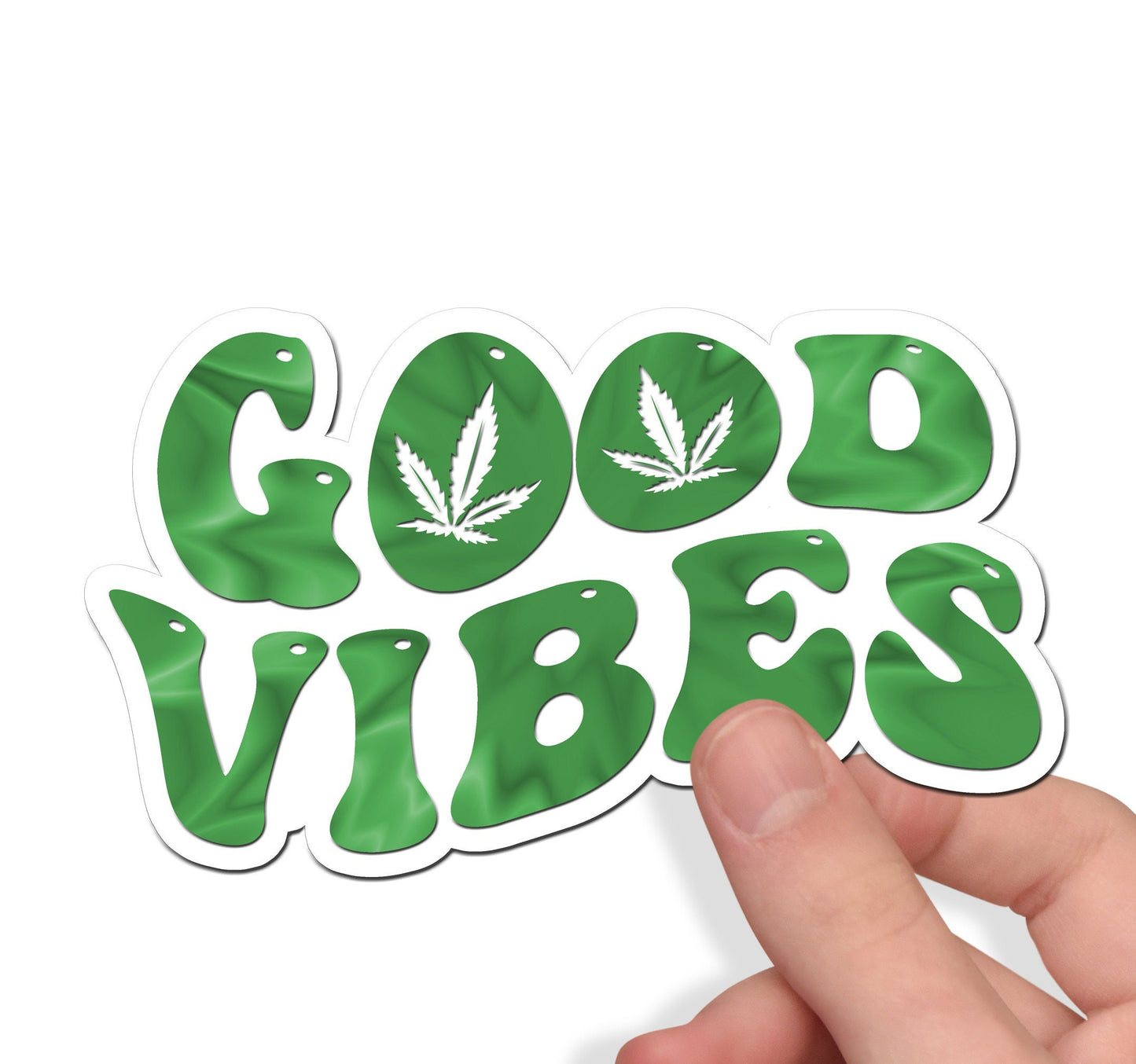 Good Vibes Custom Waterproof  Sticker, Funny 420 Cannabis Die Cut Sticker, Pot Leaf Vinyl Sticker, Bulk Weed Stickers for Resale