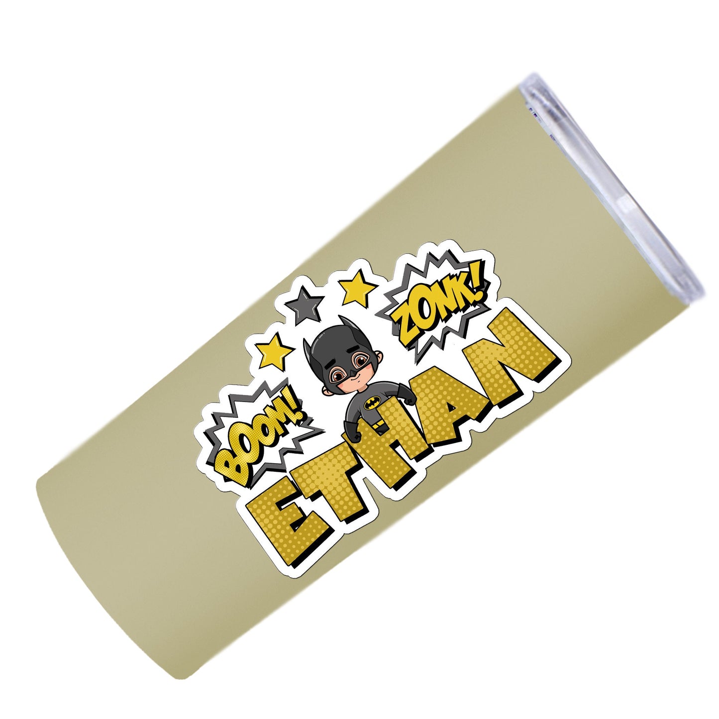 Bat Super Hero Custom Name Sticker, Superhero Sticker, Personalized Waterproof Sticker, Birthday Party Favor, Boy Stickers for Kids