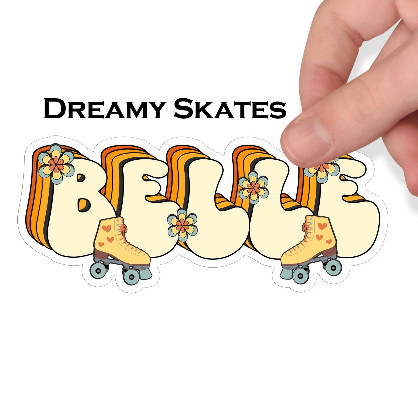 Retro Custom Name Sticker, Custom Sticker, Personalized Sticker, Custom Name Sticker, Hippie Sticker, Vintage Sticker Choose Daisy Skates