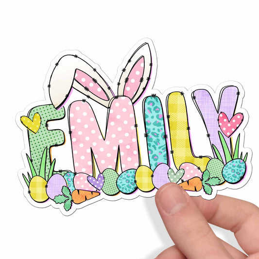 Cute Custom Easter Sticker, Perfect for Holiday Pails, Tumblers, Water Bottle: Personalized with Name Use as Gift Tags, Party Favors & More