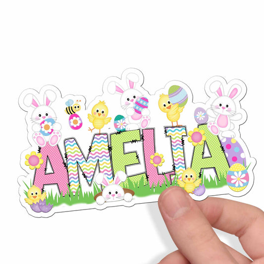 Cute Custom Easter Sticker, Perfect for Holiday Pails, Tumblers, Water Bottle: Personalized with Name Use as Gift Tags, Party Favors & More