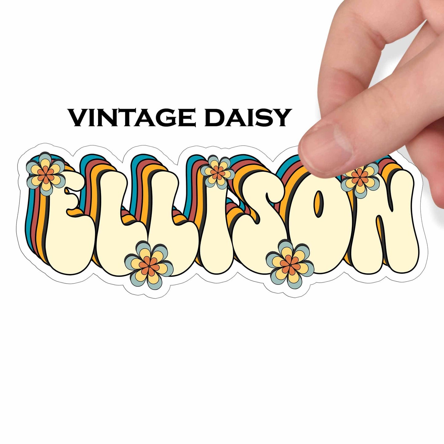 Retro Custom Name Sticker, Custom Sticker, Personalized Sticker, Custom Name Sticker, Hippie Sticker, Vintage Sticker Choose Daisy Skates