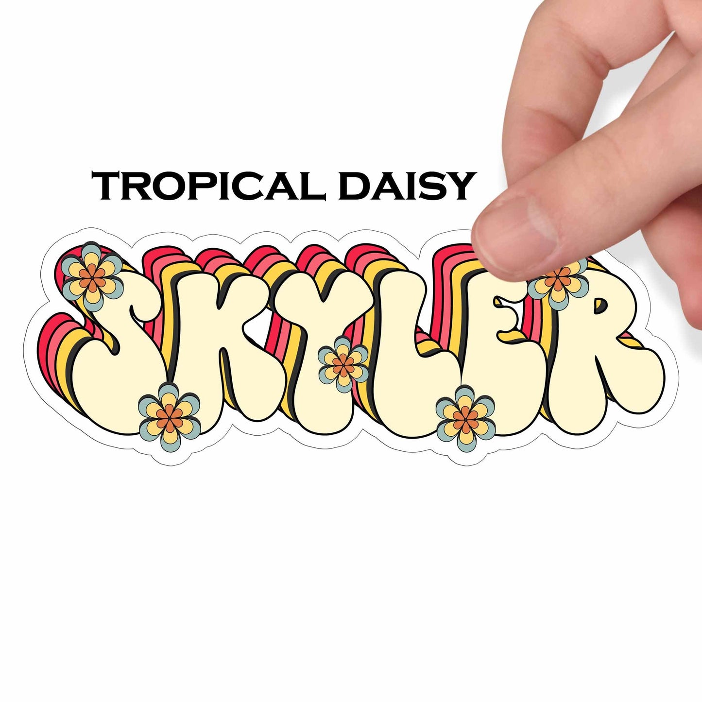 Retro Custom Name Sticker, Custom Sticker, Personalized Sticker, Custom Name Sticker, Hippie Sticker, Vintage Sticker Choose Daisy Skates