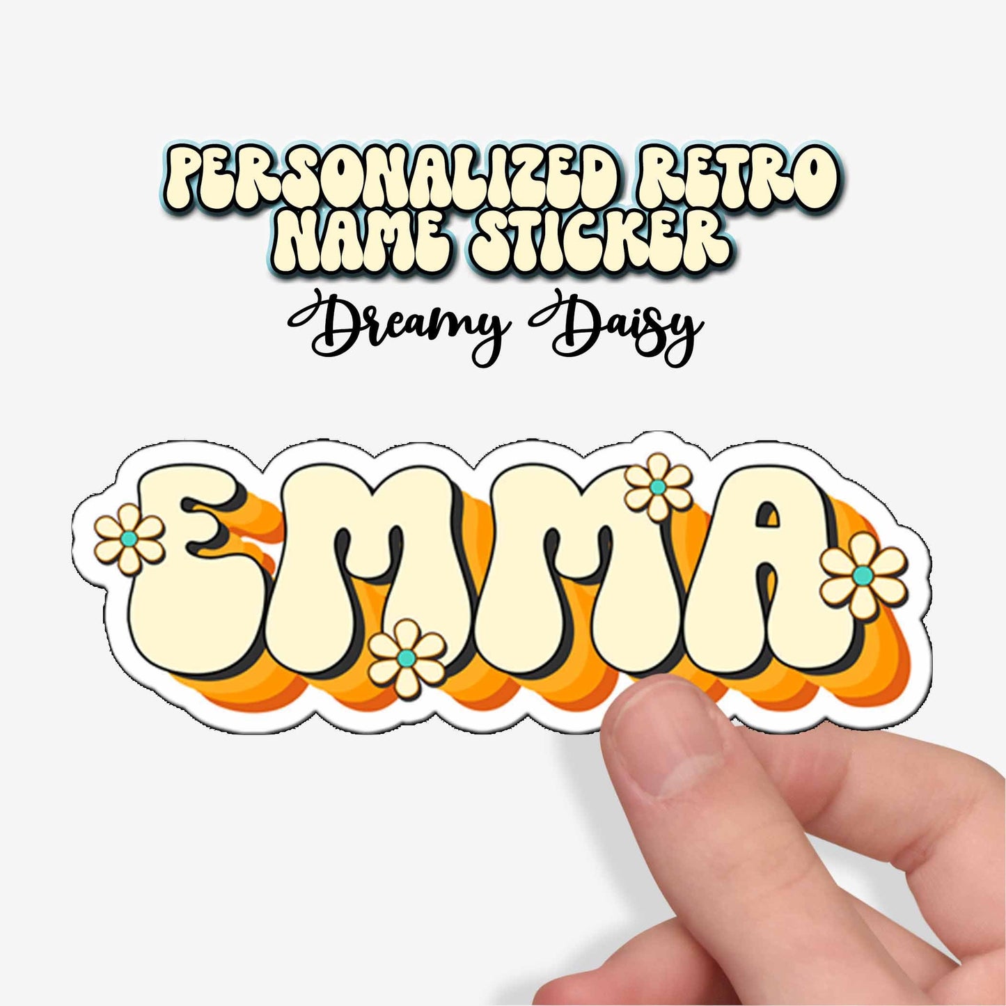 Retro Custom Name Sticker, Custom Sticker, Personalized Sticker, Custom Name Sticker, Hippie Sticker, Vintage Sticker Choose Daisy Butterfly