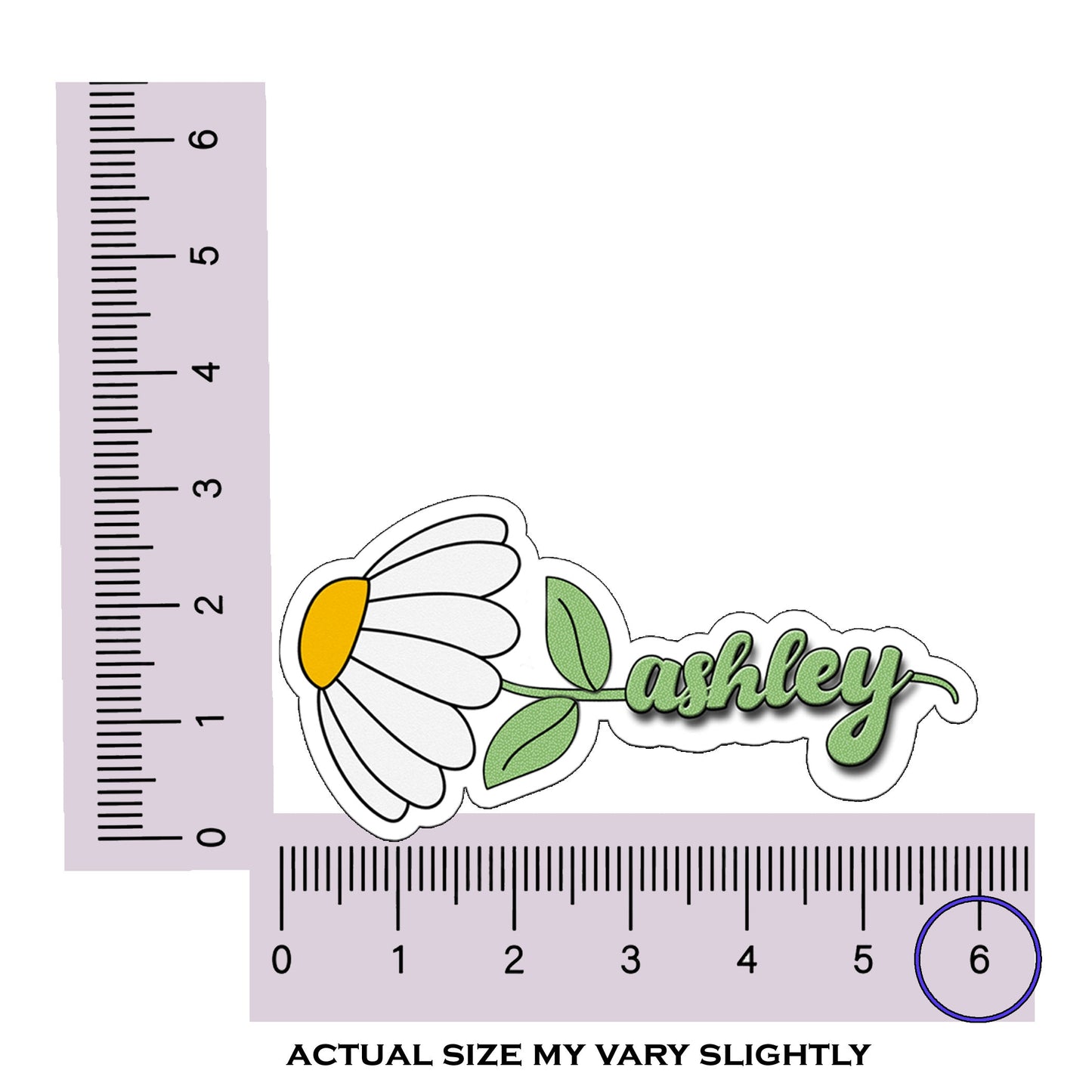 Daisy Custom Name Sticker, Custom Sticker, Personalized Stem Sticker, Custom Name Sticker, Daisy Flower Stem With Name or Text Sticker