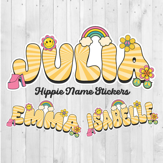 Retro Custom Name Sticker, Custom Sticker, Personalized Sticker, Custom Name Sticker, Hippie Sticker, Vintage Sticker, Rainbow Name Label