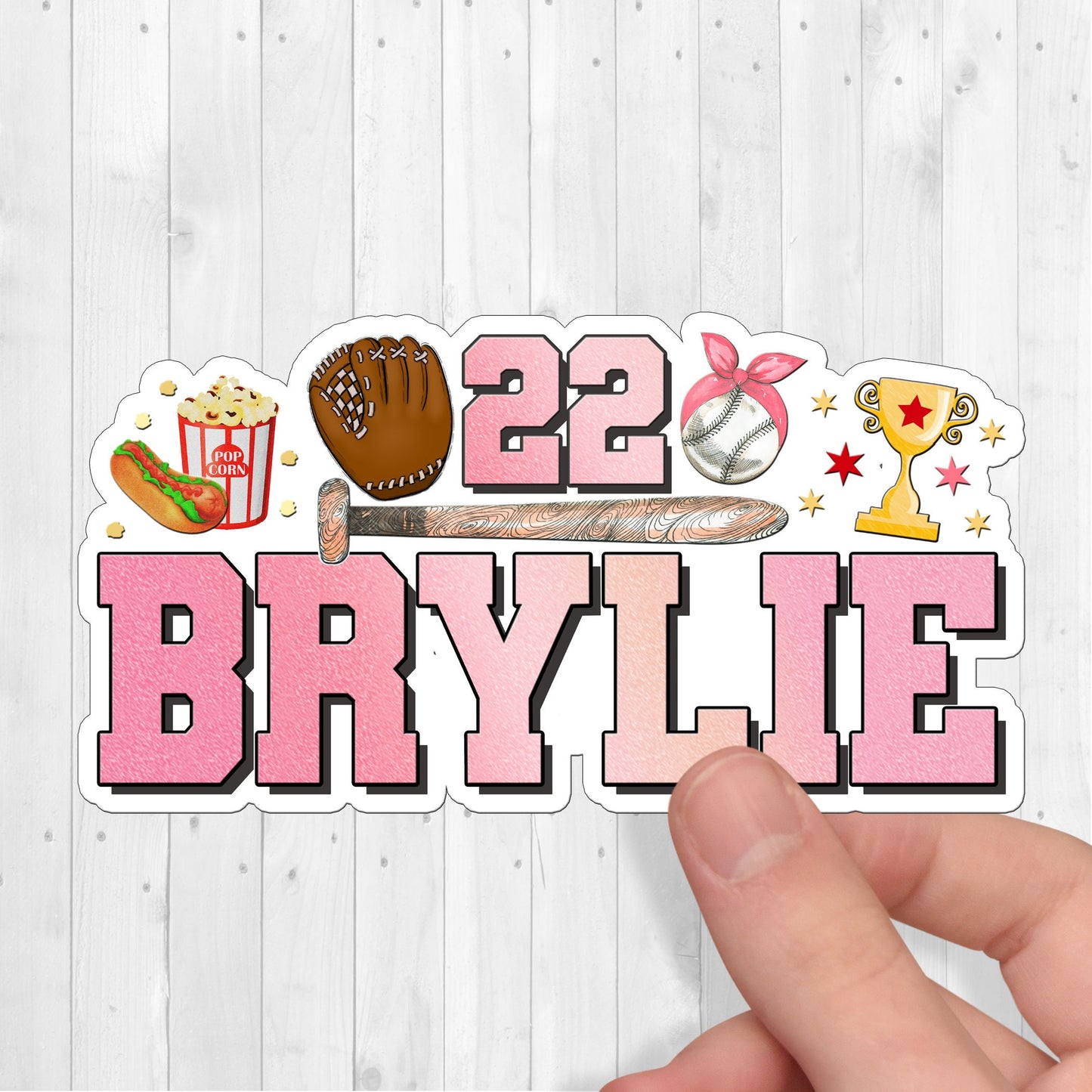 Softball Custom Name Sticker, Custom Stickers, Waterproof Sticker, Party Favors, Team Sticker, Laptop Sticker, Cute Sports Stickers for Kids