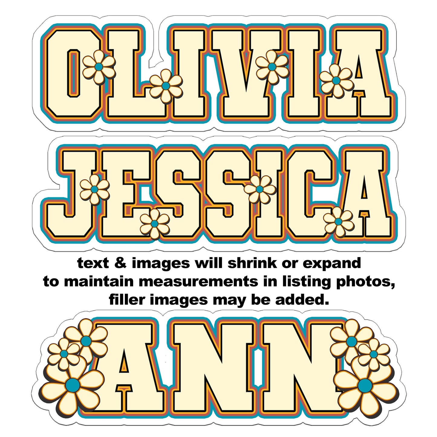 Retro Custom Name Sticker, Custom Sticker, Personalized Sticker, Custom Name Sticker, Hippie Sticker, Vintage Sticker, Daisy Sticker