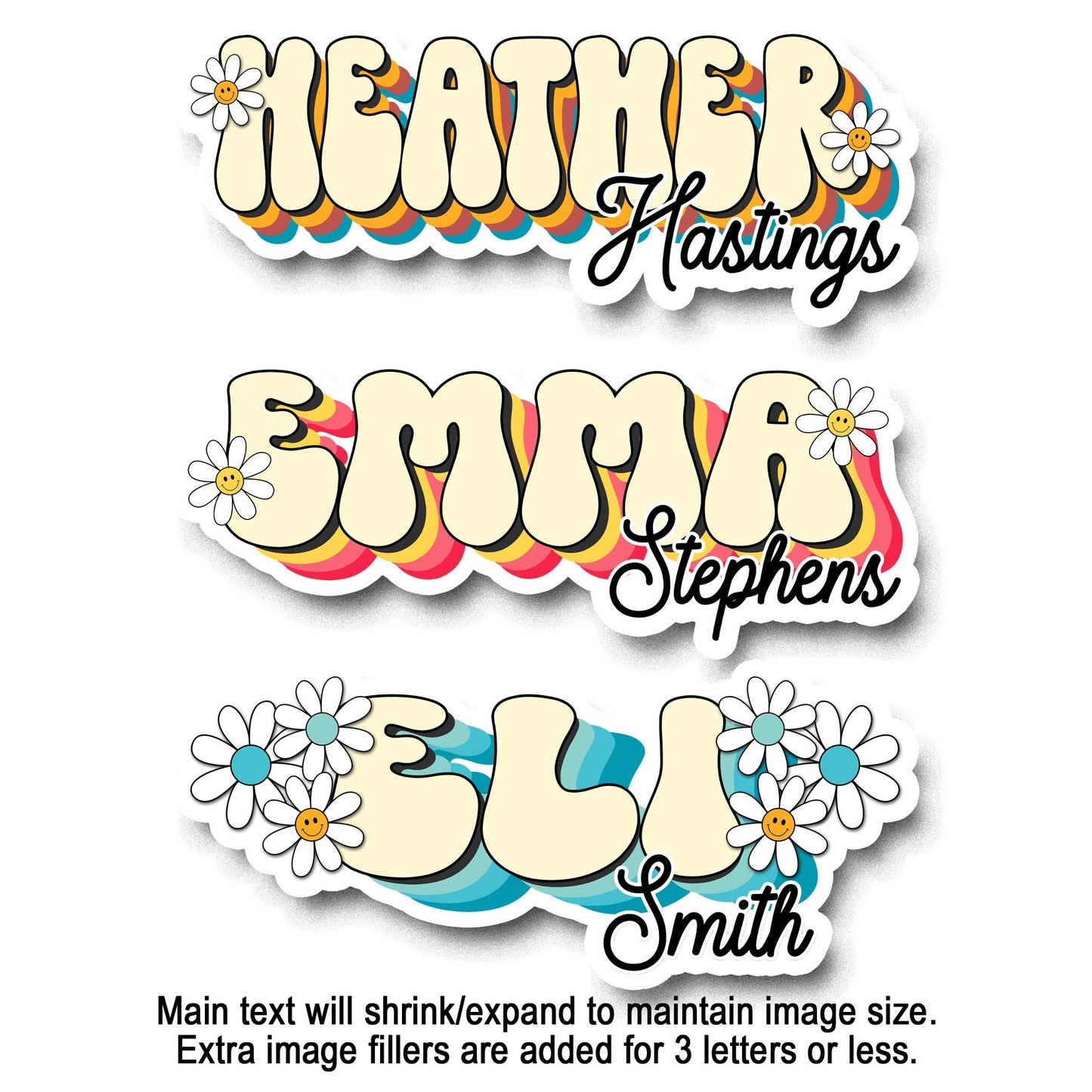 First and Last Name Sticker, Custom Waterproof Retro Decals, Personalized School Labels, Water Bottle Stickers, Camp and Day Care Stickers