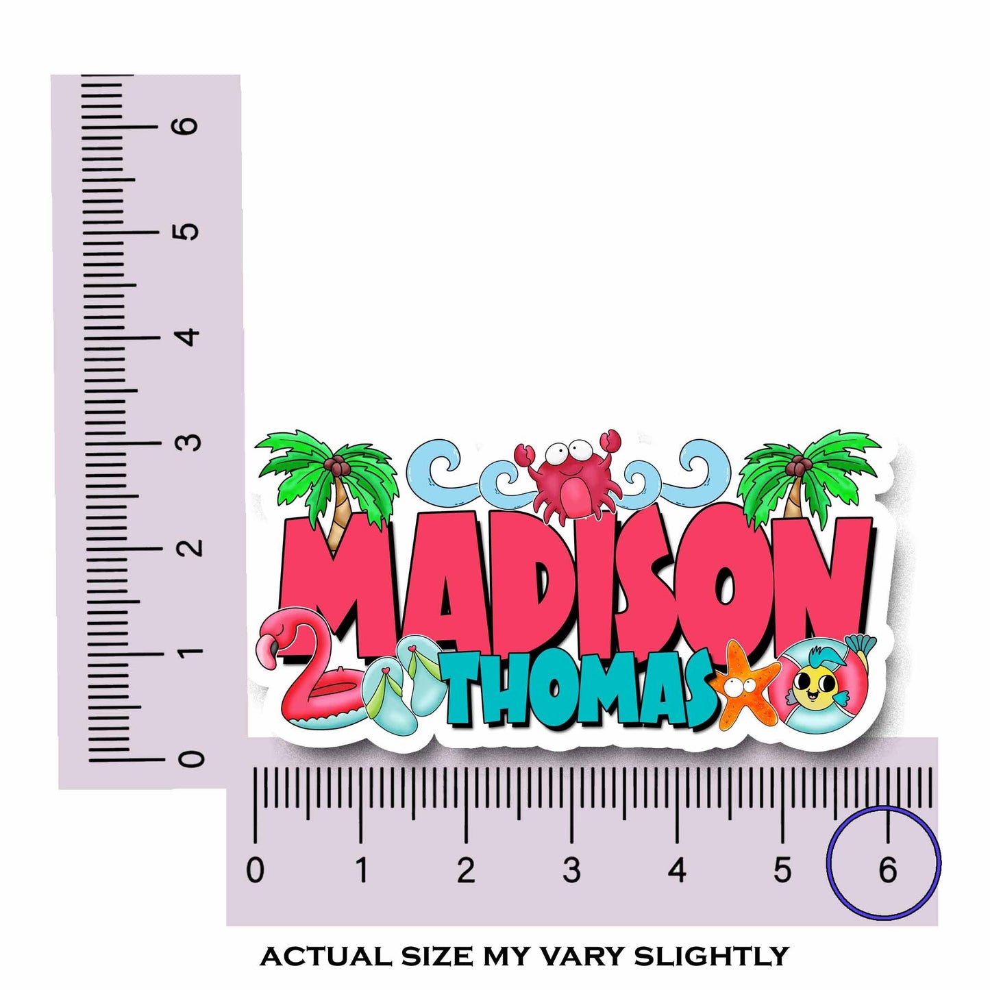 Personalized Summer Name Sticker, Custom Text Sticker, Waterproof Sticker, Beach Birthday, Pool Party Favor, Cool Stickers, Nautical Decal,