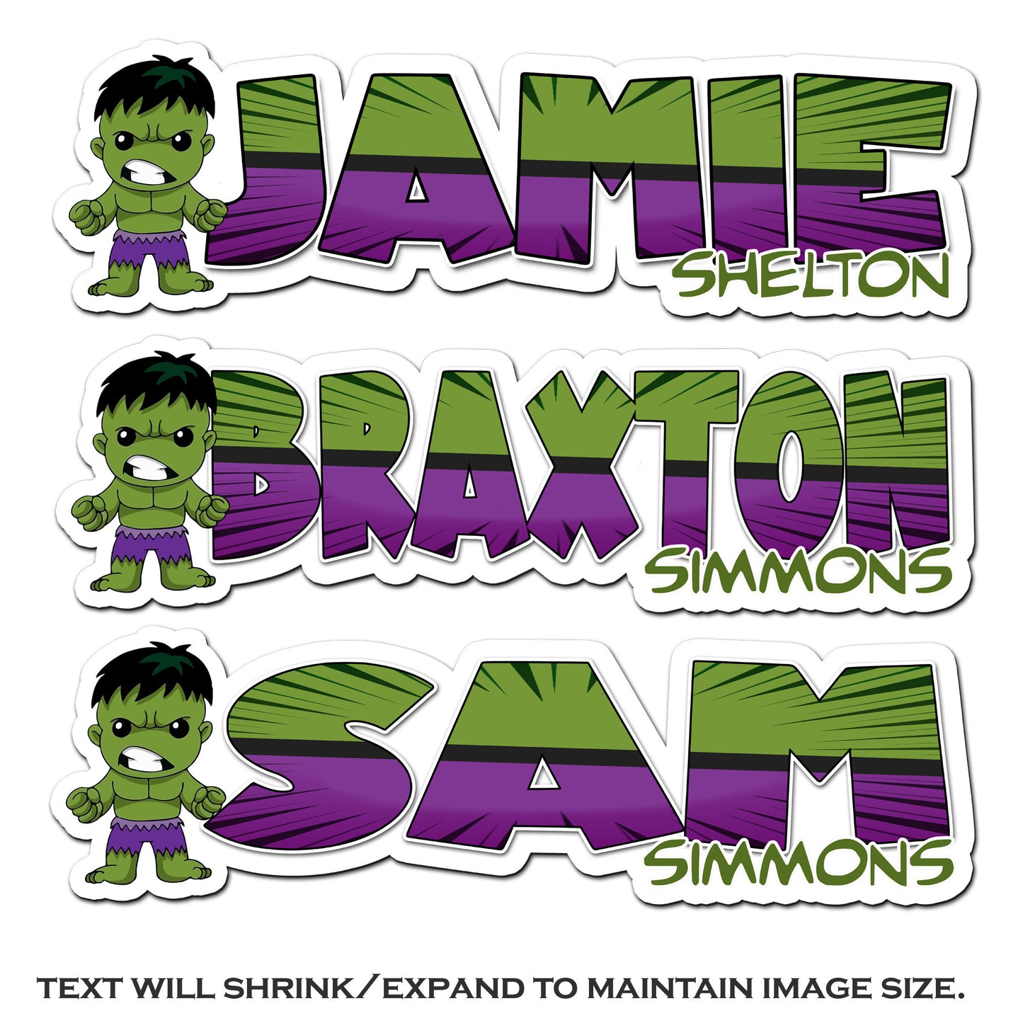 Green Super Hero Custom Name Sticker, First Last Name Sticker, Personalized Aesthetic Waterproof Sticker, DayCare Camp School Supply Labels