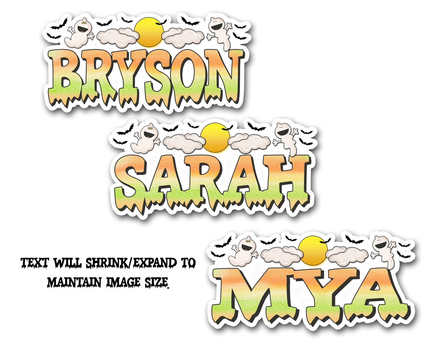 Halloween Name Sticker, Custom Text Sticker, Ghosts Ghouls Personalized Sticker, October Sticker, Cool Stickers, Treat Bag Name Label